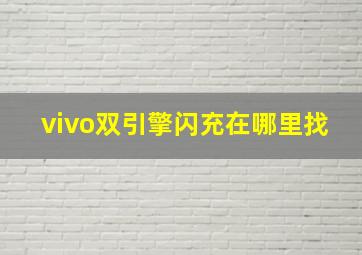 vivo双引擎闪充在哪里找