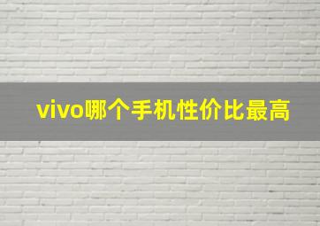 vivo哪个手机性价比最高