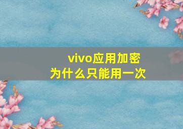 vivo应用加密为什么只能用一次