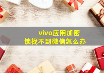 vivo应用加密锁找不到微信怎么办