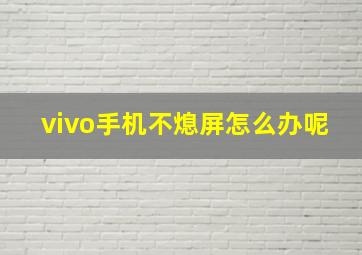 vivo手机不熄屏怎么办呢