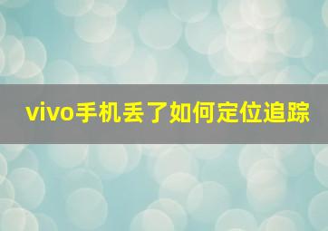 vivo手机丢了如何定位追踪