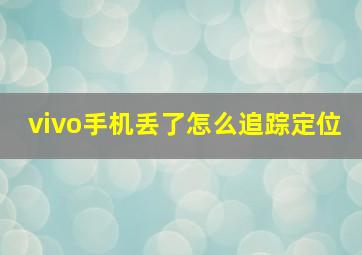 vivo手机丢了怎么追踪定位