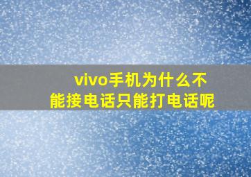 vivo手机为什么不能接电话只能打电话呢