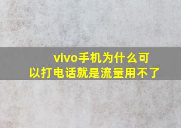 vivo手机为什么可以打电话就是流量用不了