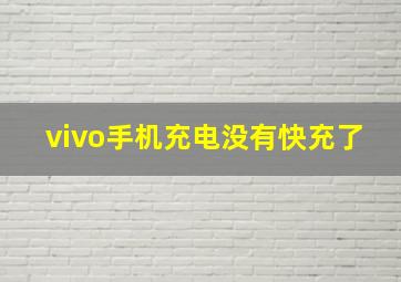 vivo手机充电没有快充了