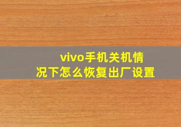 vivo手机关机情况下怎么恢复出厂设置