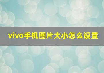 vivo手机图片大小怎么设置