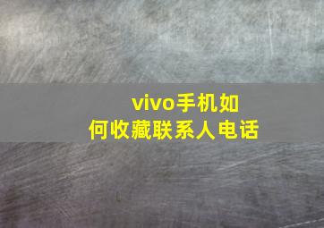 vivo手机如何收藏联系人电话