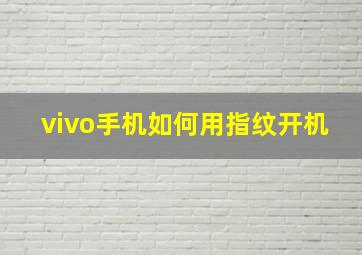 vivo手机如何用指纹开机