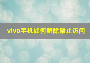 vivo手机如何解除禁止访问