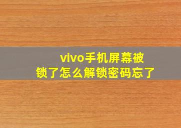 vivo手机屏幕被锁了怎么解锁密码忘了