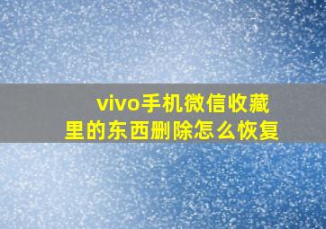 vivo手机微信收藏里的东西删除怎么恢复