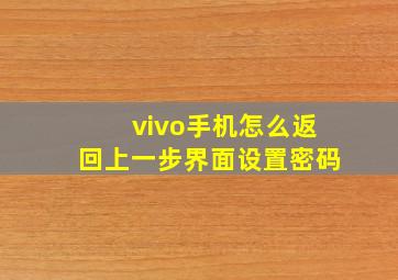 vivo手机怎么返回上一步界面设置密码