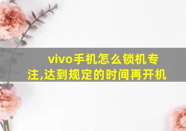 vivo手机怎么锁机专注,达到规定的时间再开机