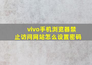 vivo手机浏览器禁止访问网站怎么设置密码