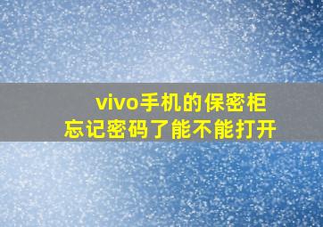 vivo手机的保密柜忘记密码了能不能打开