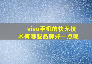 vivo手机的快充技术有哪些品牌好一点呢