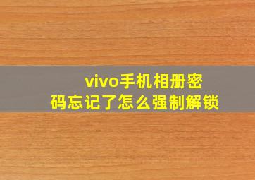 vivo手机相册密码忘记了怎么强制解锁