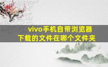 vivo手机自带浏览器下载的文件在哪个文件夹