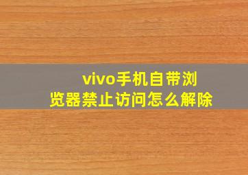 vivo手机自带浏览器禁止访问怎么解除