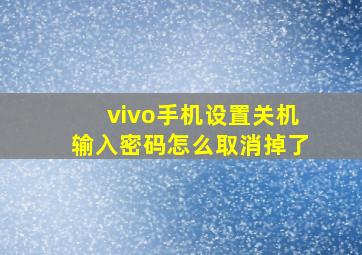 vivo手机设置关机输入密码怎么取消掉了