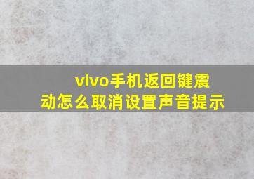 vivo手机返回键震动怎么取消设置声音提示