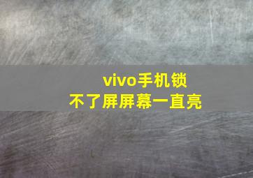 vivo手机锁不了屏屏幕一直亮