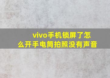 vivo手机锁屏了怎么开手电筒拍照没有声音