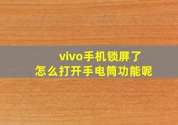 vivo手机锁屏了怎么打开手电筒功能呢