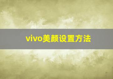 vivo美颜设置方法