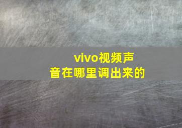 vivo视频声音在哪里调出来的