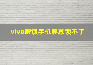 vivo解锁手机屏幕锁不了