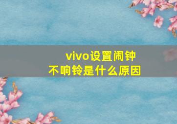 vivo设置闹钟不响铃是什么原因