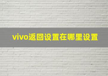 vivo返回设置在哪里设置