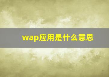 wap应用是什么意思