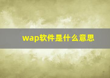 wap软件是什么意思