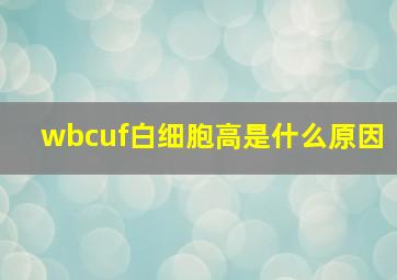 wbcuf白细胞高是什么原因