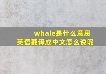 whale是什么意思英语翻译成中文怎么说呢