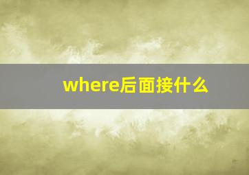 where后面接什么