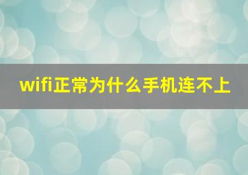 wifi正常为什么手机连不上