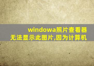 windowa照片查看器无法显示此图片,因为计算机