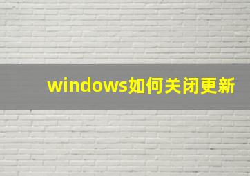 windows如何关闭更新