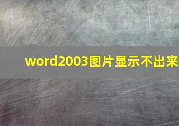 word2003图片显示不出来