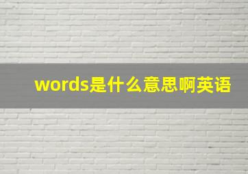 words是什么意思啊英语