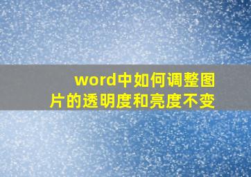 word中如何调整图片的透明度和亮度不变