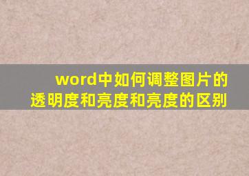 word中如何调整图片的透明度和亮度和亮度的区别