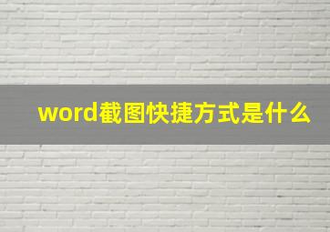 word截图快捷方式是什么