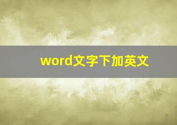 word文字下加英文