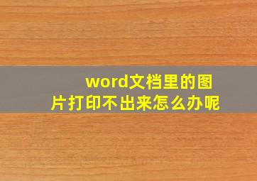 word文档里的图片打印不出来怎么办呢